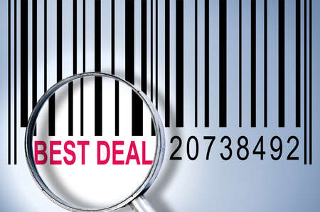 Best Deal under magnifyng glass on barcodeの写真素材