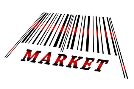 Market word on barcode scannedの写真素材