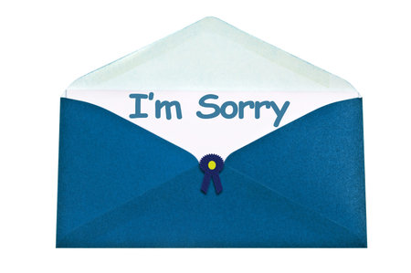 I'm sorry letter in blue envelope