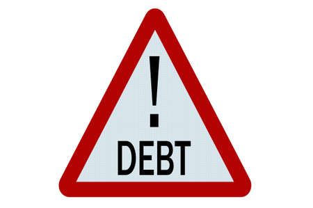 Debt sign illustration on white backgroundの写真素材