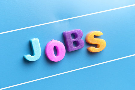Jobs word on blue board