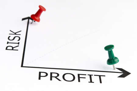 Profit chart with green pin Profit chart with green pin