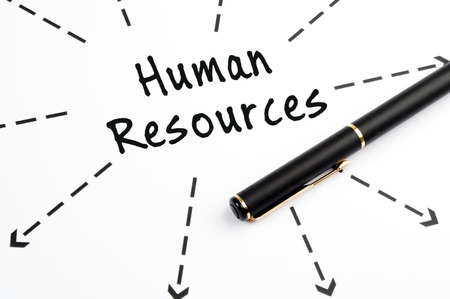 Human resources word wih arrows and pen Human resources word wih arrows and pen