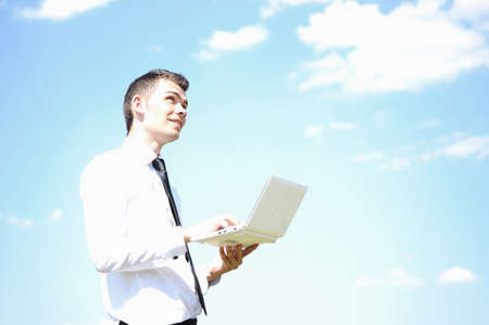 happy business man with notebookの写真素材