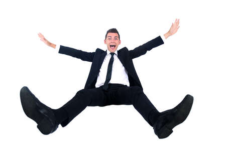 Isolated business man very happyの写真素材