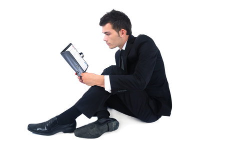Isolated business man with agenda