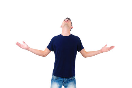 Isolated young casual man hope