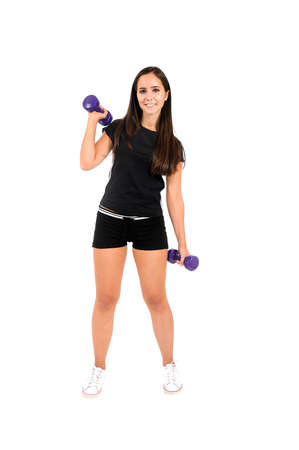 Isolated brown hair fitness womanの写真素材
