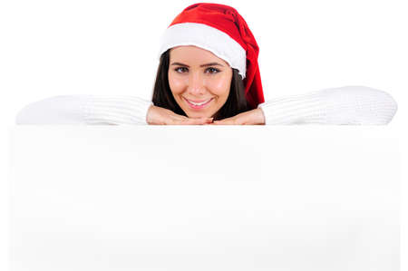 Isolated Young Christmas Girl Leaningの写真素材