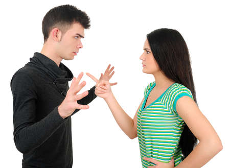 Isolated young casual couple argueの写真素材