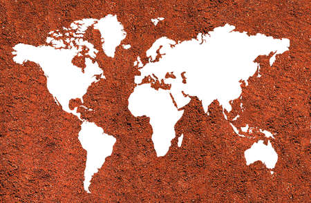 World  map on coffee backgroundの写真素材