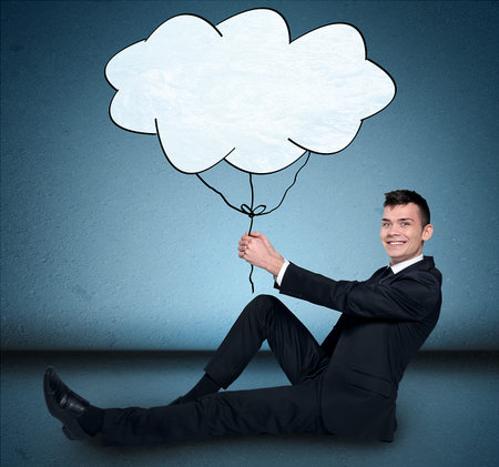 Business man holding cloud sketchの写真素材