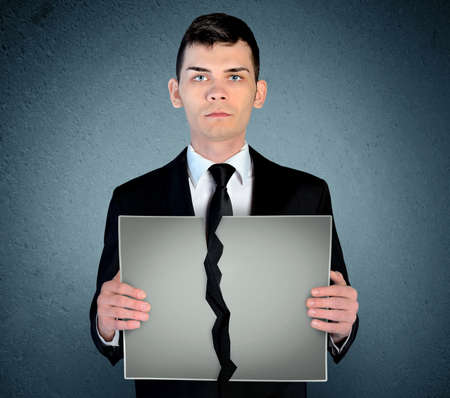 Business man with empty boardの写真素材