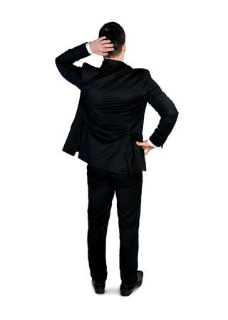 Isolated busines man thinking solutionの写真素材