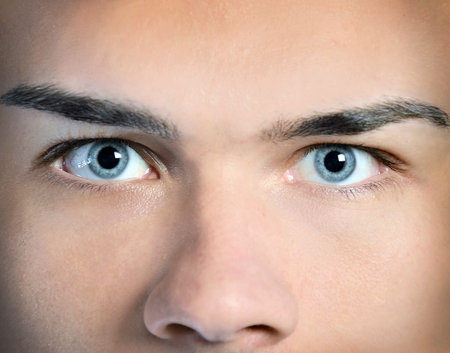 Isolated man face blue eyesの写真素材