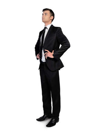 Isolated business man looking upの写真素材