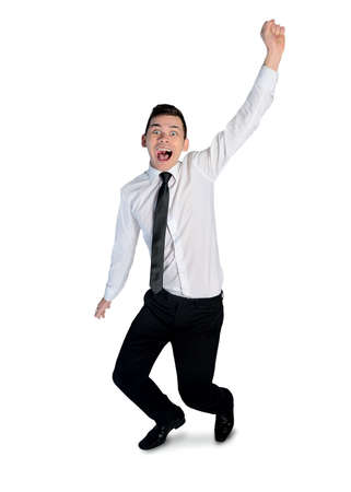 Isolated business man winner hand upの写真素材
