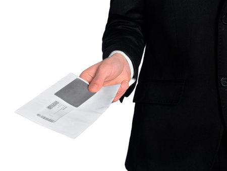 Isolated business man delivery mailの写真素材
