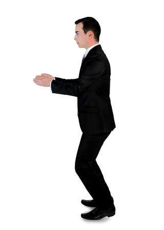 Isolated business man carry somethingの写真素材