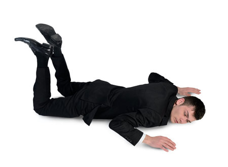Isolated business man sleep positionの写真素材