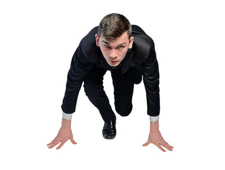 Isolated business man start run positionの写真素材