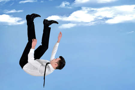 Young Business man sky free fallの写真素材