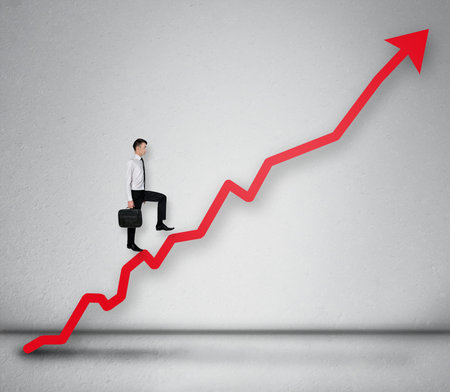Red arrow report growth statisticsの写真素材