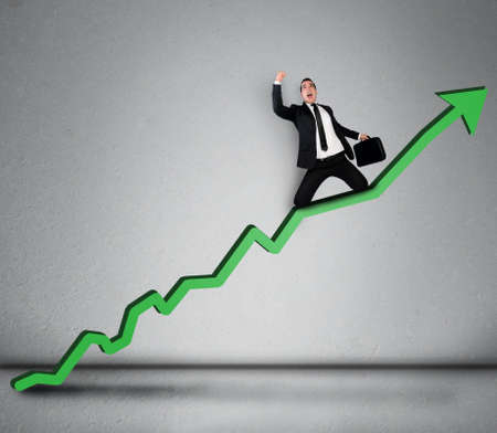 Green arrow report growth statisticsの写真素材