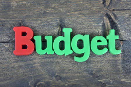 Budget word on wooden tableの写真素材