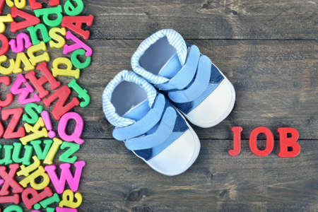Job word on wooden tableの写真素材