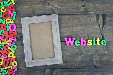Website word on wooden tableの写真素材