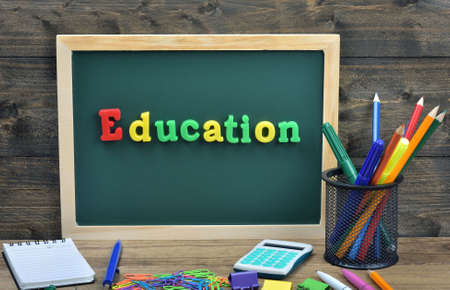 Education word on school boardの写真素材