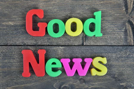 Good News word on wooden tableの写真素材