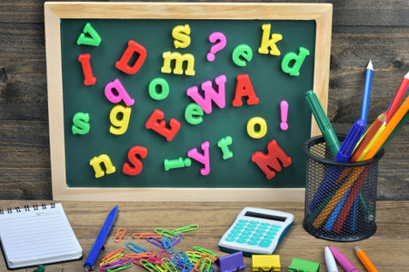 Many letters  on school boardの写真素材