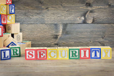 Security word on wooden table