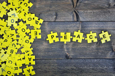 Puzzle pieces with word  Peaceの写真素材
