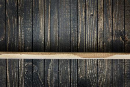 Empty wooden shelf close-upの写真素材