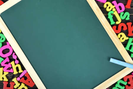 School board on wooden tableの写真素材