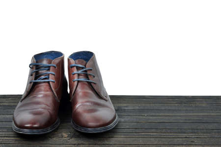 Business shoes on wooden floorの写真素材