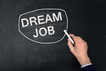 Dream Job text write on black boardの写真素材