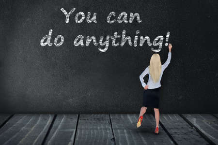 You can do anything text write on black boardの写真素材