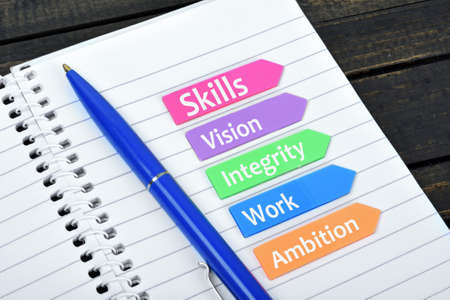 Skills text on sticky colorful arrowsの写真素材