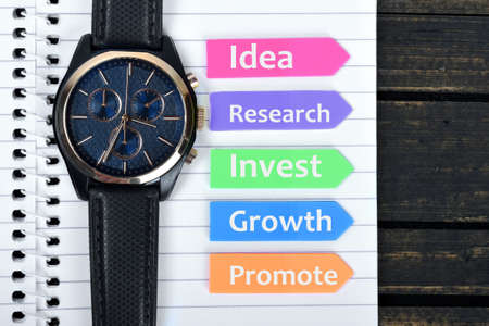 Business Plan text on sticky colorful arrowsの写真素材