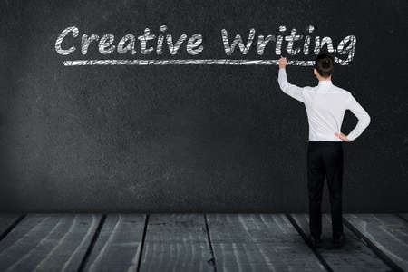 Creative Writing text write on black boardの写真素材