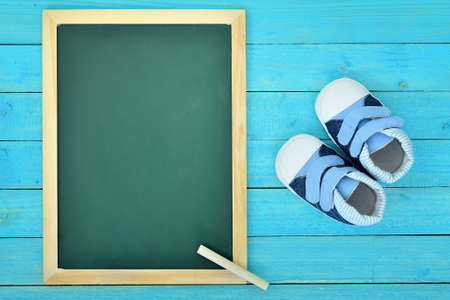 School board on wooden tableの写真素材