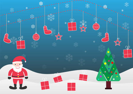 Christmas card with snowman and giftsのイラスト素材