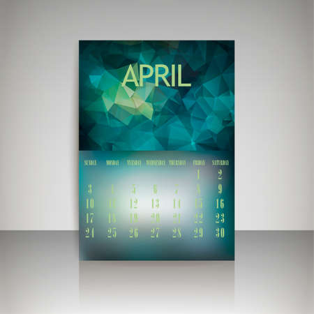 Geometrical polygonal triangles and blurred backgrounds 2016 calendar design for april のイラスト素材