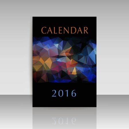 Geometrical polygonal triangles cover of calendar of New Year 2016 illustrationのイラスト素材