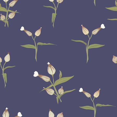 Floral seamless pattern on blue backgroundのイラスト素材