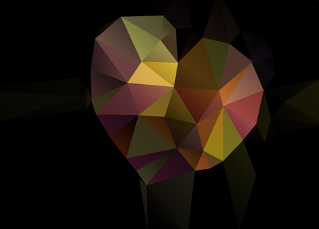 Abstract vector background with heart of triangles polygon wallpaper. Web design in bright colors. Valentines day, with loveのイラスト素材